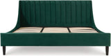 Sandy Wilson Home Marlowe Upholstered Shelter Headboard Bed Set, King, Evergreen Velvet