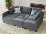 Modular Sectional Sofa U Shaped Modular Couch with Reversible Chaise Modular Sofa with Storage Seats, Bluish Grey