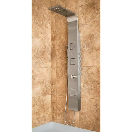 Waimea 3-Jet Shower System with Rainfall and Waterfall Showerheads in Brushed Stainless