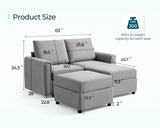 LINSY HOME Modular Couches and Sofas Sectional with Storage Sectional Sofa U Shaped Sectional Couch with Reversible Chaises, Light Gray