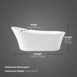 Aiden 70 In. Acrylic Flatbottom Non-Whirlpool Bathtub in White and Faucet Combo in Chrome