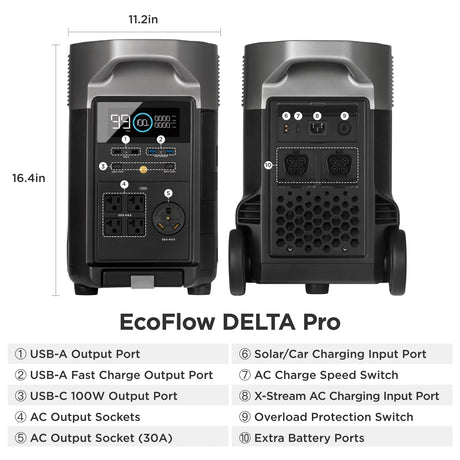 DELTA Pro Portable Power Station with Remote Control and EV X-Stream Adapter for Outdoor Camping,Home Backup,Emergency,Rv,Off-Grid