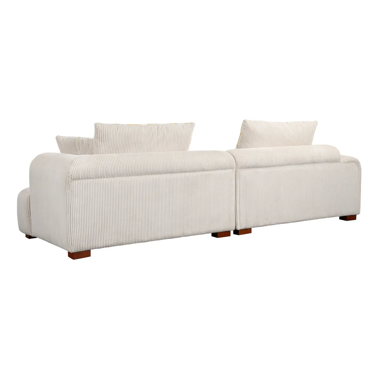 103.9" Sofa Couch, Modern Corduroy Upholstered Couch Tufted Casual Sofa with 4 Pillows and with Rubber Wood Legs, Big Comfy Couch Sofas for Living Room, Bedroom, Office, Beige
