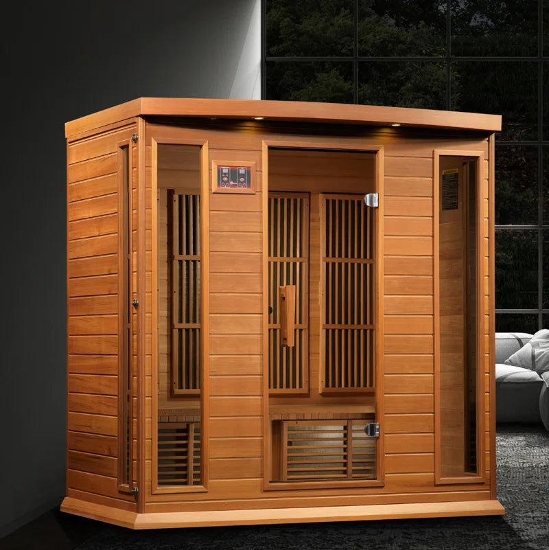 Dynamic Infrared Saunas 4 - Person Indoor Bluetooth Compatible FAR Infrared Sauna in Cedar