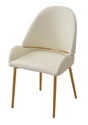 Leavader Set of 2 PU Leather White Dining Chairs with Stainless Steel Legs