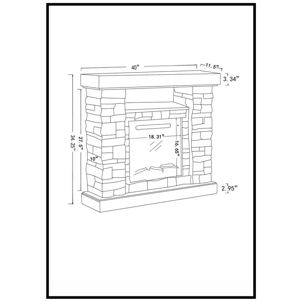 40 In. Freestanding Electric Fireplace in Gray