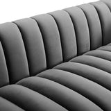 Sofa Entertain Vertical Channel Tufted Performance Velvet Couch in Gray