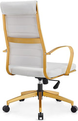 Gold Office Chair Executive Office Chair Ergonomic High Back Conference Computer Chair with Lumbar Support White Executive Swivel Office Desk Chair 350+Lb 4020 (Gold White)