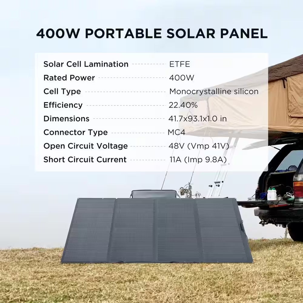 1800W Output/2700W Peak Delta 2 Push-Button Start Solar Generator with DELTA2 Extra Battery & 400W Solar Panel