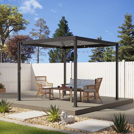 Gardesol Louvered Pergola, 10'X10' Adjustable Outdoor Pergola Gazebo for Deck Patio Garden Backyard, Matte Black