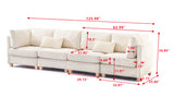 Modern Beige Convertible L Shape Sofa Corduroy Fabric Comfortable Multi-Person Combination Living Room Sofa Furniture