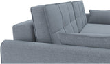 Modern Alisa Sleeper Sofa Bed - Storage Pull Out Couch, Revolution Performance Fabrics, Pine Wood, Birch Legs, Sleek Unique Arms, Made in Europe, Queen Size - Aquamarine