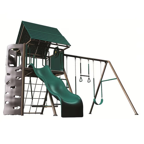 LIFETIME PRODUCTS A-Frame Swing Set Residential 2-Swings Metal Playset with Slide