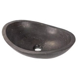 Stone Canoe Vessel Sink in Honed Black Limestone