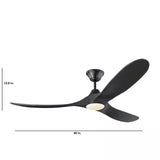 Maverick LED 60 In. Integrated LED Indoor/Outdoor Matte Black Ceiling Fan with Matte Black Blades with Remote Control