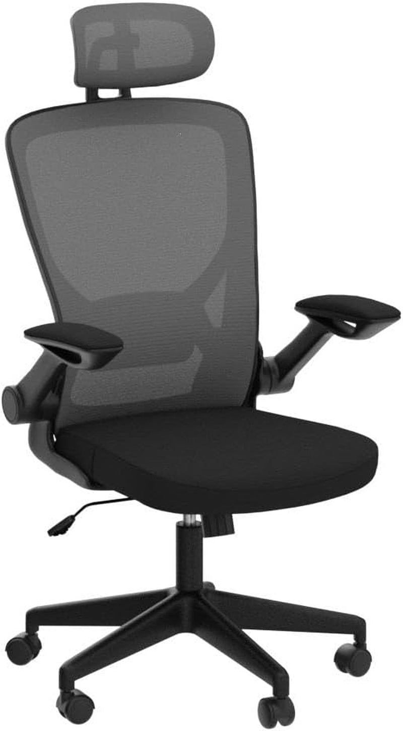 Ergonomic Office Chair, Breathable Mesh Desk Chair with Headrest and Flip-Up Arms for Office,Gaming,Computer Lumbar Support Swivel Task Chair, Adjustable Height,Black