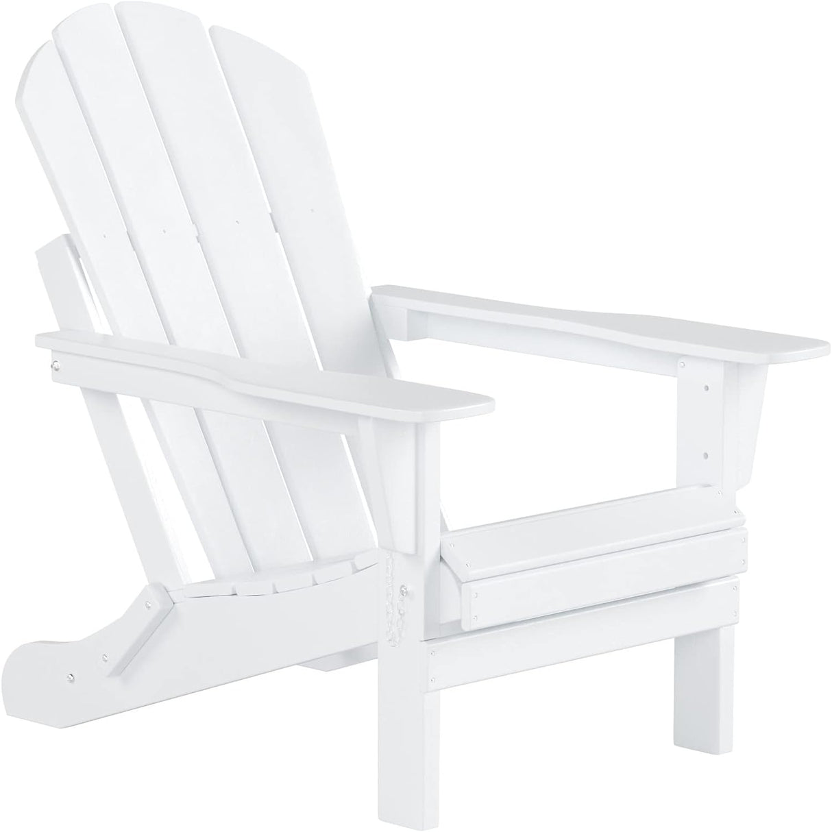 WO Home Furniture Set of 4 Pcs HDPE Adirondack Chairs Lounger Outdoor Folding Seat for Fire Pit, Beach, Balcony, Backyard, Lawn, Patio, Pool, Deck, Garden - Weather UV Resistant (White)