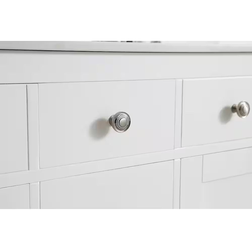 Austen 60 In. W X 22 In. D X 34 In. H Double Sink Bath Vanity in White with White Engineered Marble Top