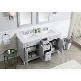 Austen 60 In. W X 22 In. D X 34 In. H Double Sink Bath Vanity in Dove Gray with White Engineered Marble Top