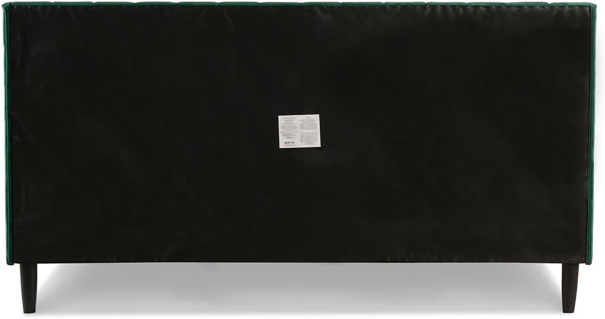 Sandy Wilson Home Marlowe Upholstered Shelter Headboard Bed Set, King, Evergreen Velvet