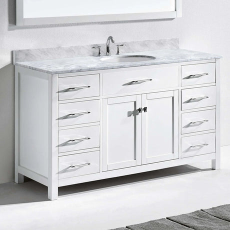 Virtu Caroline 60 In. Single Bathroom Vanity Set - round Sink