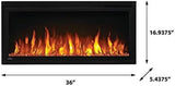 Entice 36 - NEFL36CFH - Wall Hanging Electric Fireplace, 36-In, Black, Glass Front, Glass Crystal Ember Bed, 3 Flame Colors, Remote Included