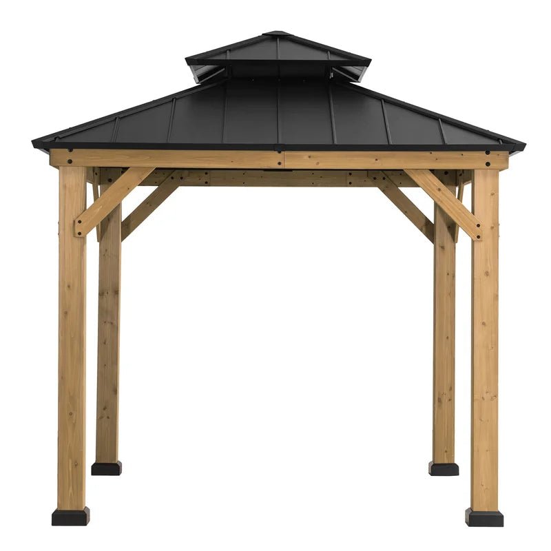 Sunjoy Archwood Patio Cedar Framed Steel Hardtop Gazebo