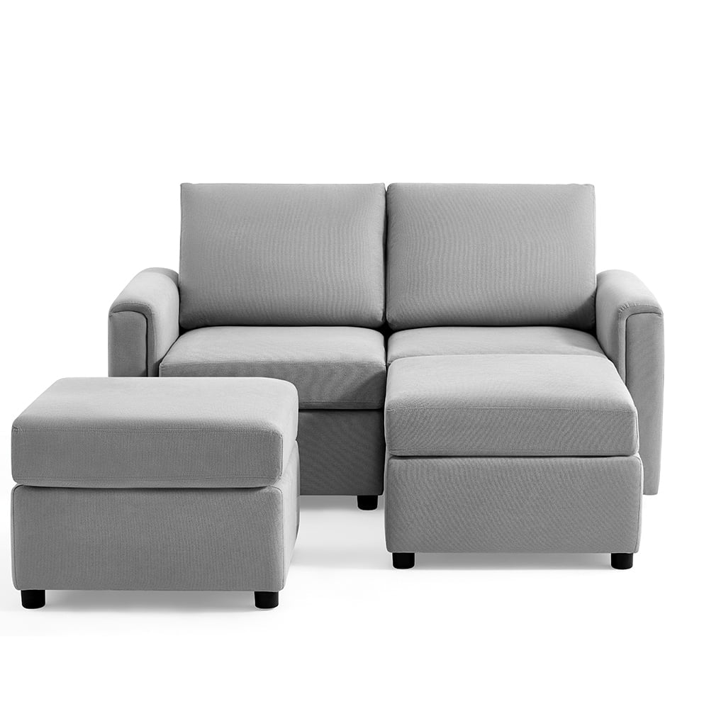 LINSY HOME Modular Couches and Sofas Sectional with Storage Sectional Sofa U Shaped Sectional Couch with Reversible Chaises, Light Gray