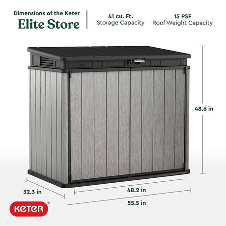Keter Elite Store Outdoor Storage Shed 4.6 by 2.7 Foot, Deco Grey