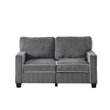 Modern Corduroy Loveseat Sofa with Storage, Living Room Sofa Couch, 2-Seater Couch with Padded Seat Cushions and Backrest, Upholstered Accent Sofa for Living Room, Bedroom, Office, Dark Gray