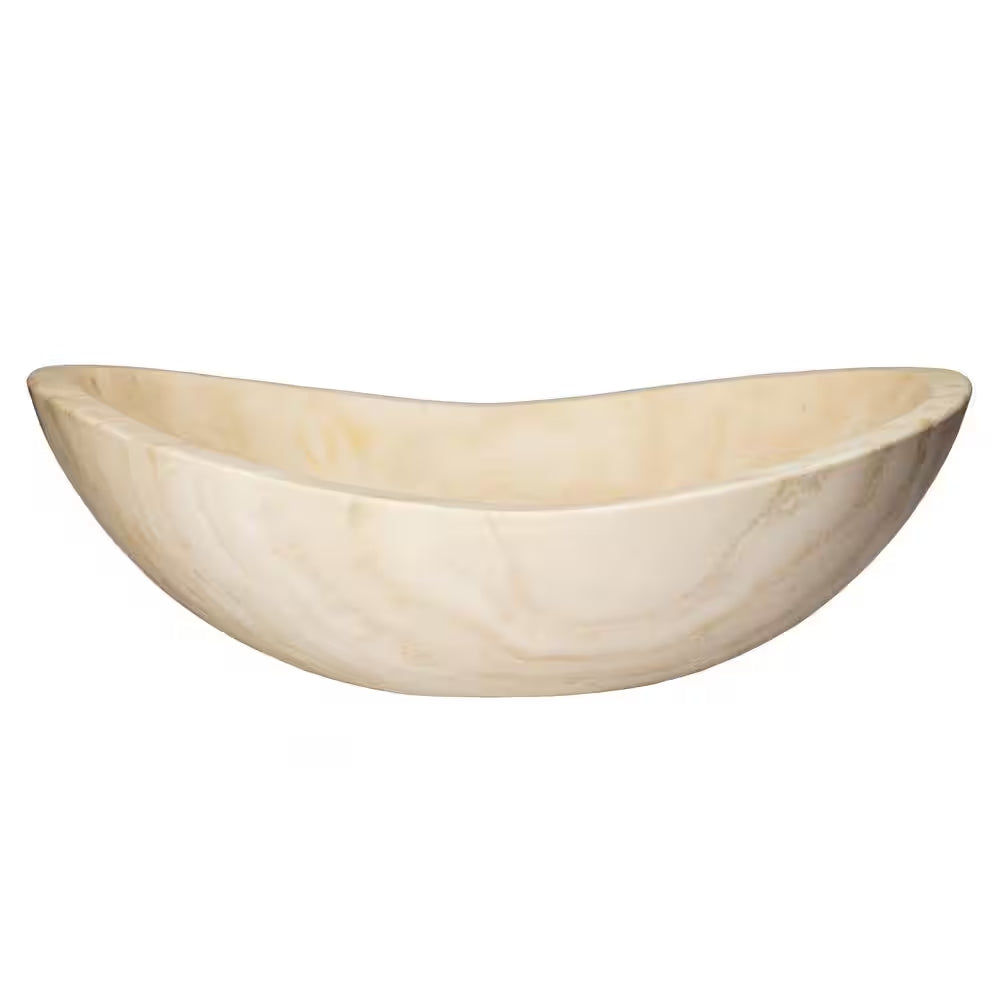 Stone Canoe Vessel Sink in Honed Beige Travertine