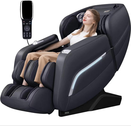 Massage Chair, Full Body Zero Gravity Recliner with AI Voice Control, SL Track, Bluetooth, Yoga Stretching, Foot Rollers, Airbags, Heating (Black)