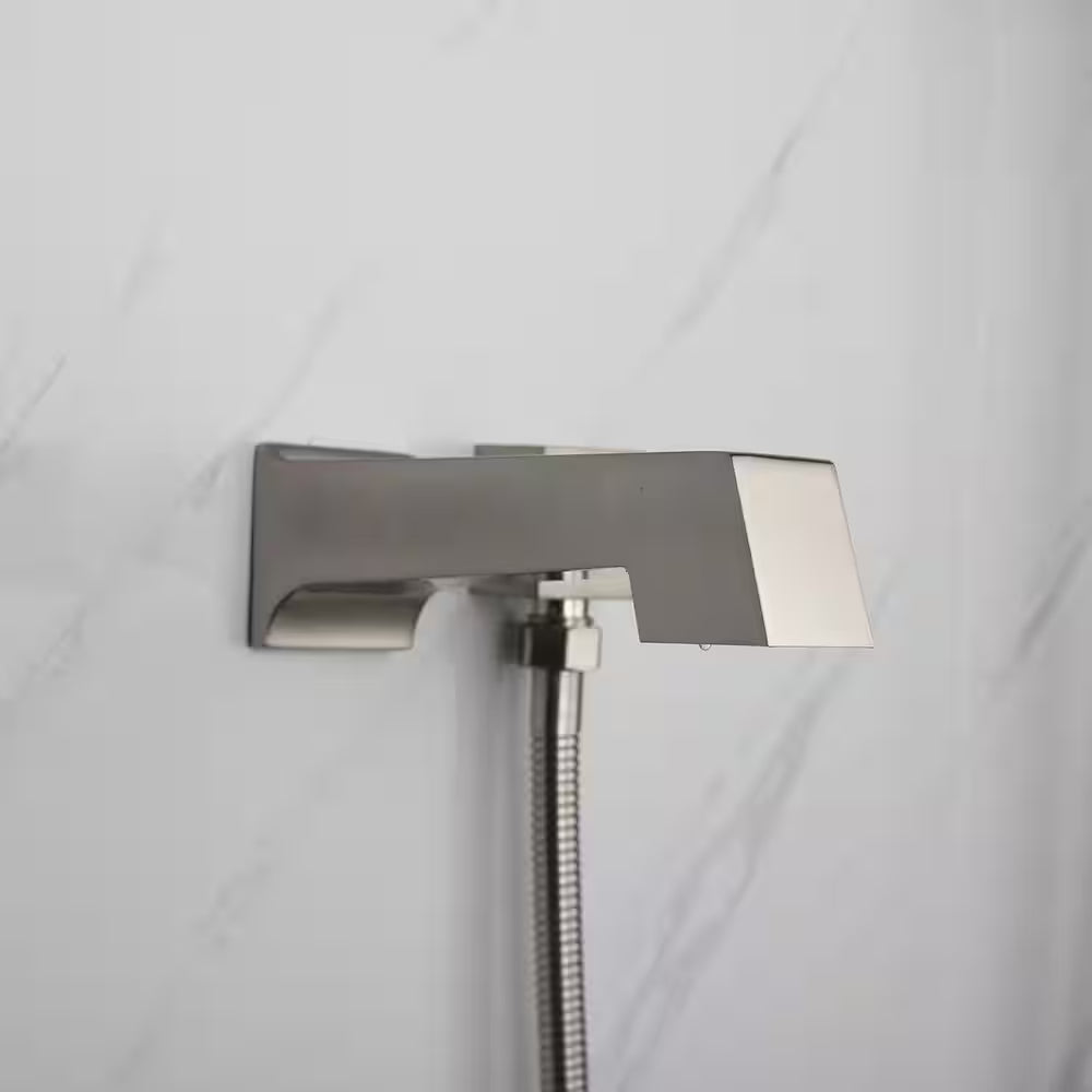 Cero 1-Spray Tub and Shower Faucet Combo with Square Showerhead and Handheld Shower Wand in Brushed Nickel
