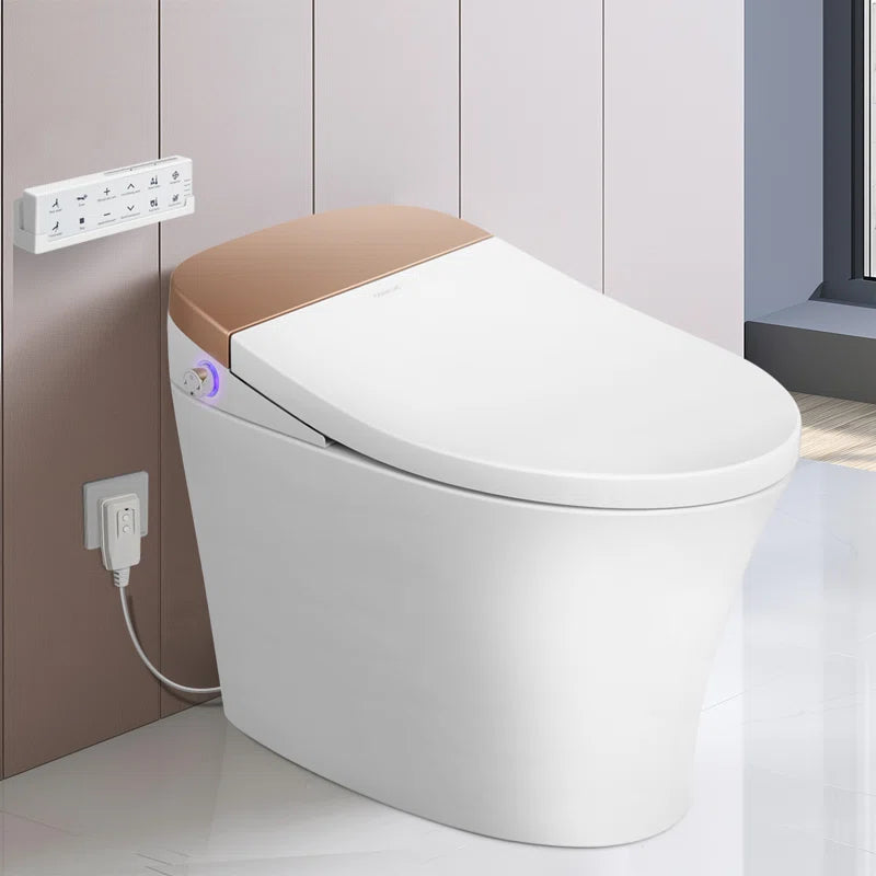 Cosvalve 1.28 Gallons GPF Elongated Chair Height Floor Mounted Bidet Toilet (Seat Included)