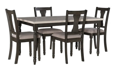 Bastion 5 Piece Two Toned Wood and Upholstered Dining Set