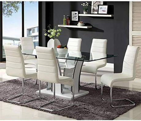 Valery Contemporary Glass Top Dining Table in White