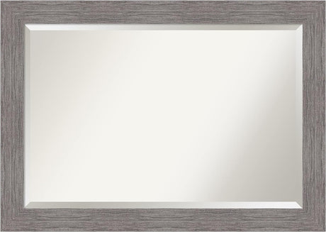 Bathroom Mirror, Pinstripe Plank Grey Wall Mirror for Use as Bathroom Vanity Mirror over Sink (29.5 X 41.5 In.) Beveled Mirror, Grey Mirror, Country Rustic Mirror from WI, USA