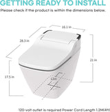 TCB-090SA Smart Bidet Toilet, One Piece Integrated Toilet with Bidet Built-In, Auto Open/Close Lid, Auto Dual Flush, Heated Seat, Made in Korea - Elongated
