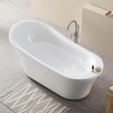 Aiden 70 In. Acrylic Flatbottom Non-Whirlpool Bathtub in White and Faucet Combo in Chrome