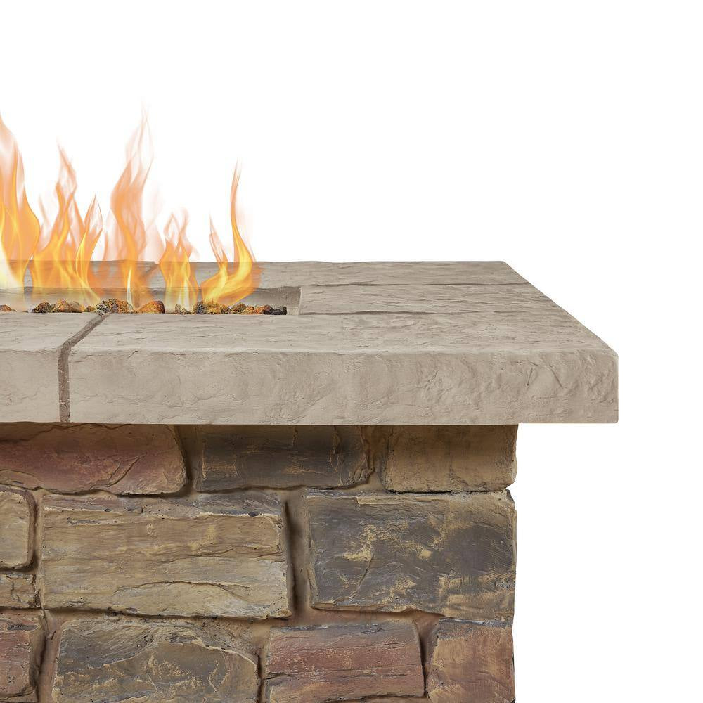Sedona 52 In. X 19 in Rectangle MGO Propane Fire Pit in Buff with Natural Gas Conversion Kit