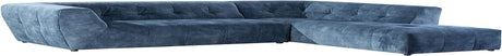 Mid-Century Velvet Sofa Couch for Living Room, L-Shape 2-Piece Chaise, Blue, 113" W Right Hand Facing Sectional