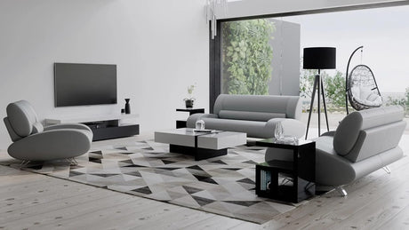 Furniture Modern Aspen Light Grey Microfiber Leather Loveseat