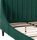 Sandy Wilson Home Marlowe Upholstered Shelter Headboard Bed Set, King, Evergreen Velvet