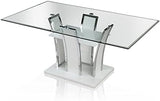 Valery Contemporary Glass Top Dining Table in White